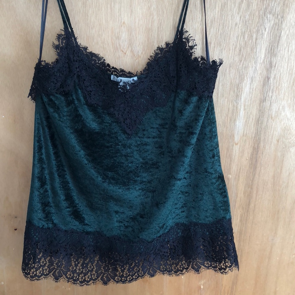 Velvet and lace tank top